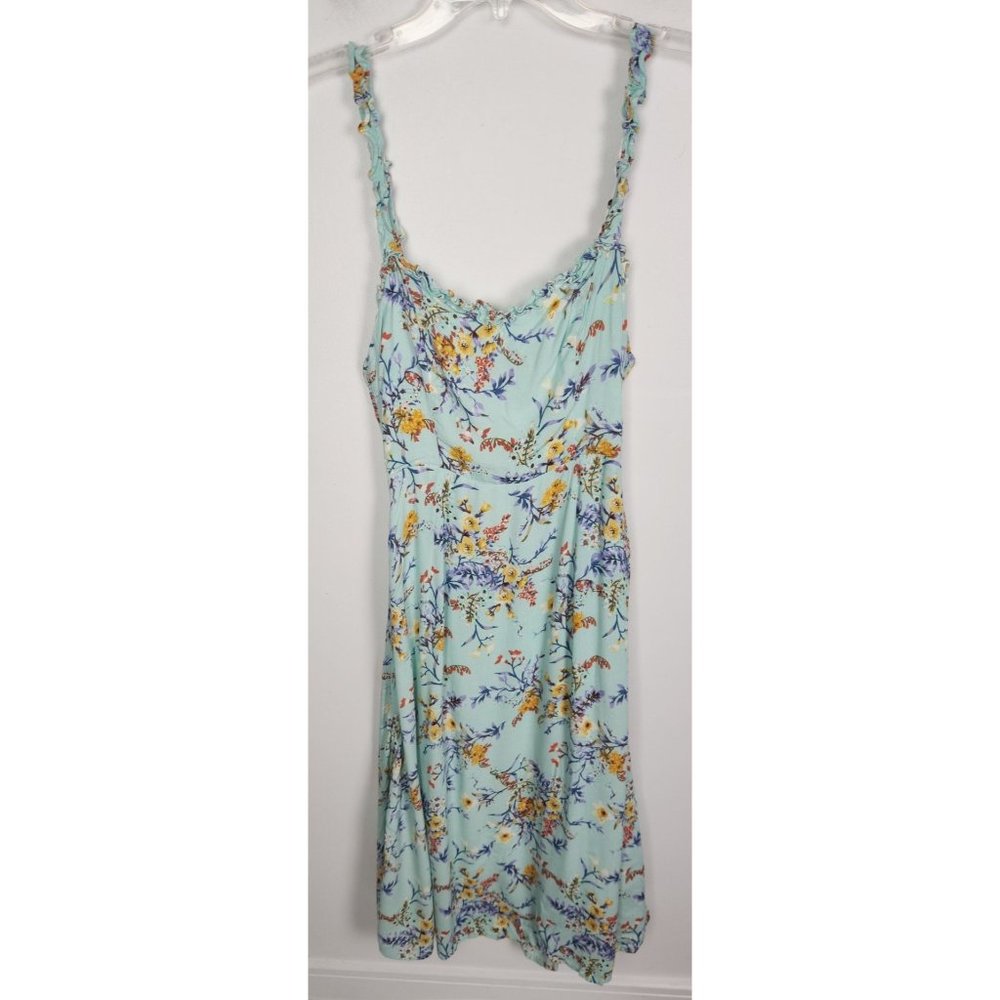 Lulus Women's Sz. M Teal Floral Open Back Midi Summer Dress